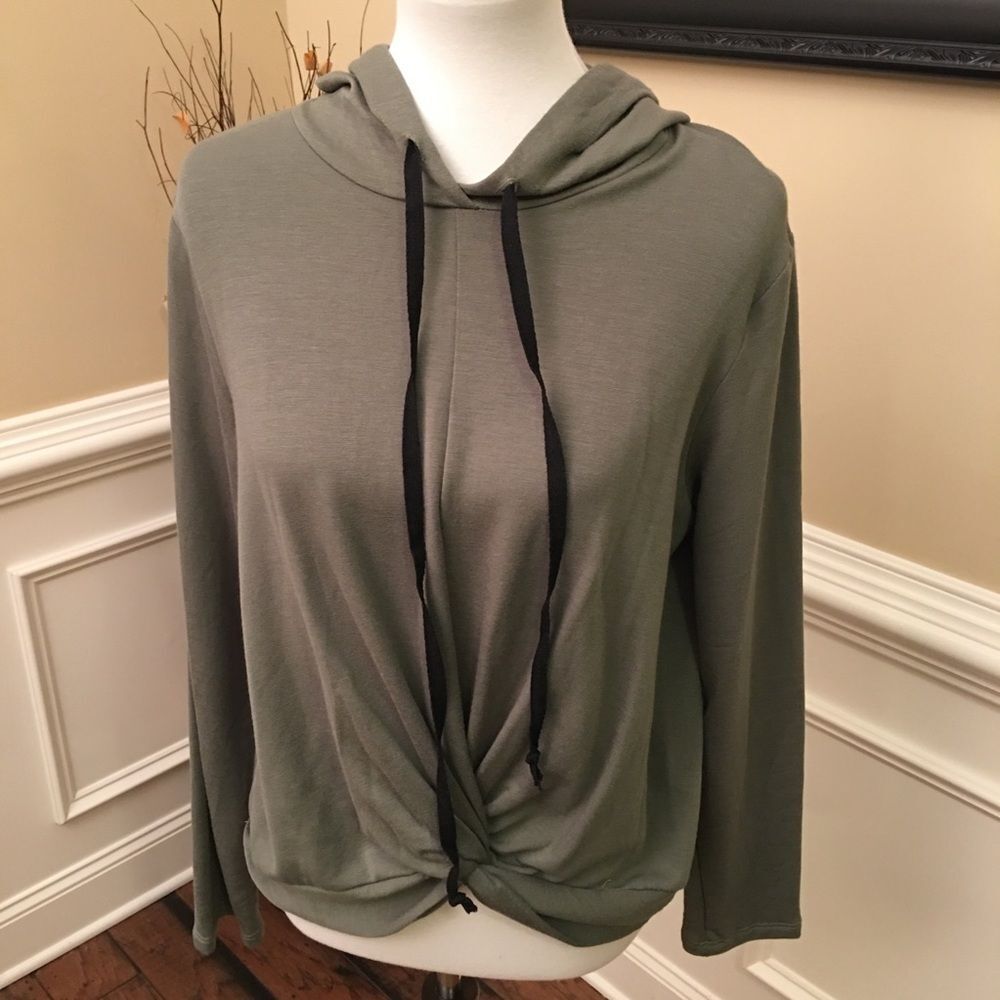 Anthropologie Drew Twist Front Pullover Hoodie M